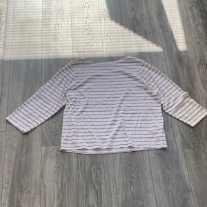 J. Crew - 100% Cotton Tan & White Striped Long Sleeve Tee - Size XL